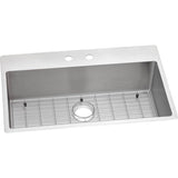 Elkay - 18 Gauge Stainless Steel 33'' x 22'' x 9'' Single Bowl Dual Mount Kitchen Sink Kit - Polished Satin