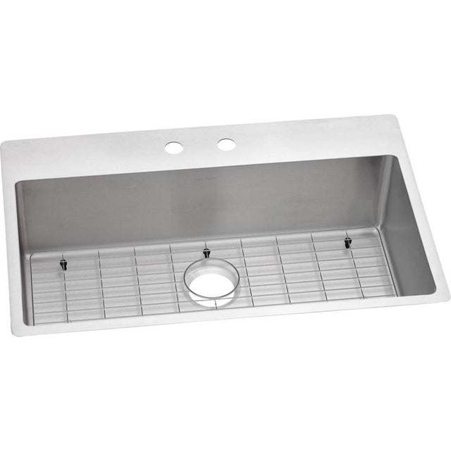 Elkay - 18 Gauge Stainless Steel 33'' x 22'' x 9'' Single Bowl Dual Mount Kitchen Sink Kit - Polished Satin