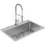 Elkay - 18 Gauge Stainless Steel 33'' x 22'' x 9'' Double Bowl Dual Mount Kitchen Sink Kit with Faucet - Polished Satin