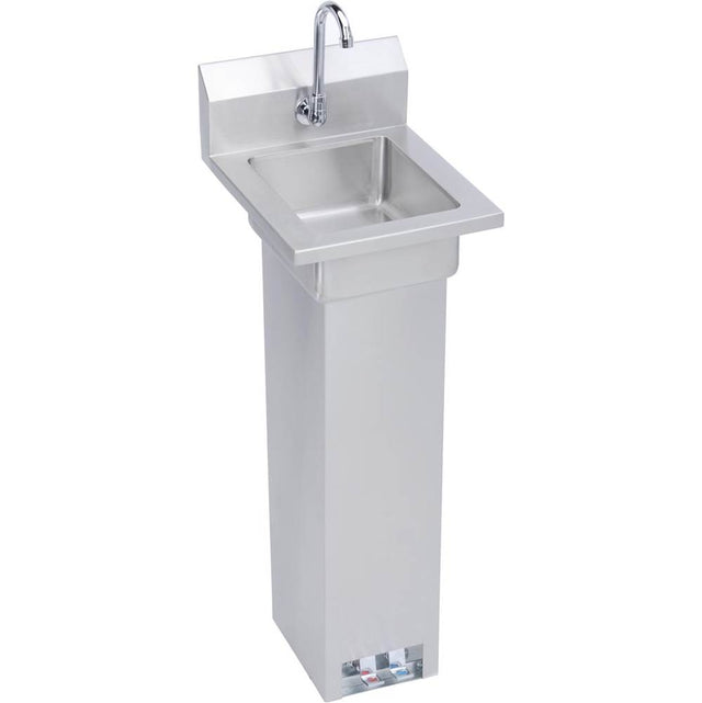 Elkay - Hand Sink, 14X17 OA, 10X12X5 Bowl, Pedestal Base & Foot Valve,Faucet, 18 GA 300 Series SS, NSF - No.4 Finish