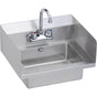 Elkay - Hand Sink, 18X15 OA, 14X10X5 Bowl, Side Splashes, Lever Waste, Overflow, P-Trap, Faucet, 18 GA 300 Series SS, NSF - No.4 Finish