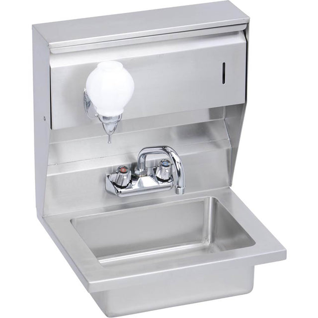 Elkay - Hand Sink, 18X15 OA, 14X10X5 Bowl, Soap & Towel Dispenser, Faucet, 18 GA 300 Series SS, NSF - No.4 Finish