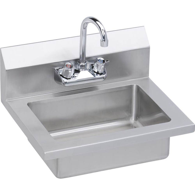 Elkay - Hand Sink, 18X15 OA, 14X10X5 Bowl, Faucet, 18 GA 300 Series SS, NSF - No.4 Finish