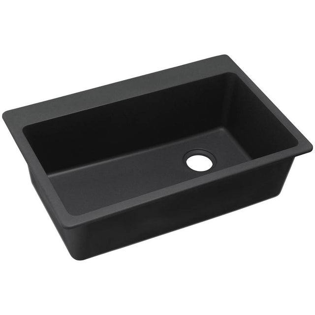Elkay - Quartz Classic 33'' x 22'' x 9-1/2'' Single Bowl Drop-in Sink, Black - Black