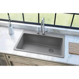 Quartz Classic 33'' x 22'' x 9-1/2'' Single Bowl Drop-in Sink, Black