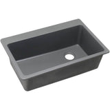 Elkay - Quartz Classic 33'' x 22'' x 9-1/2'' Single Bowl Drop-in Sink, Greystone - Greystone