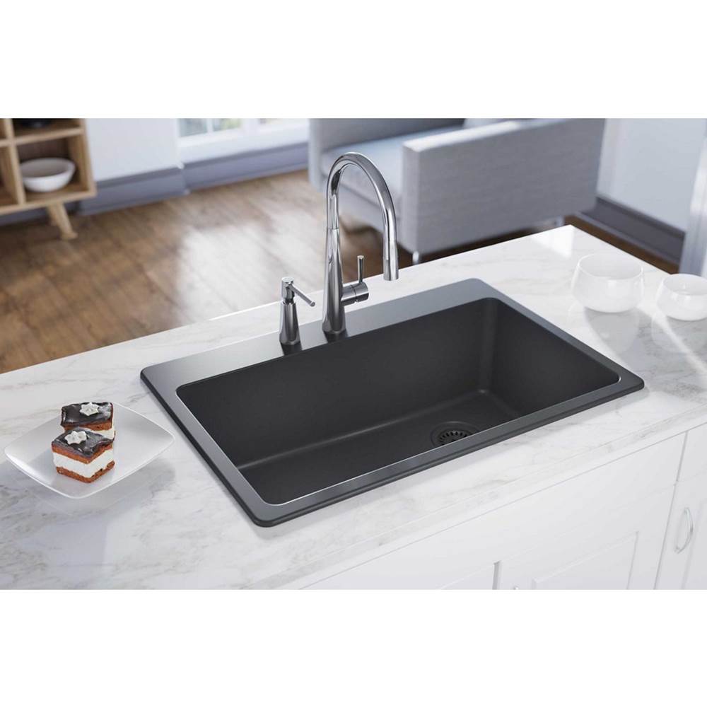 Quartz Classic 33'' x 22'' x 9-1/2'' Single Bowl Drop-in Sink, Black
