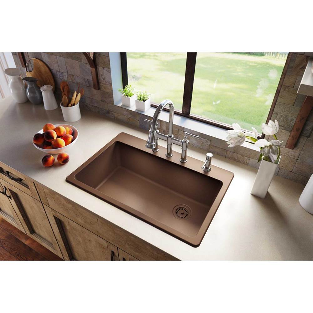 Quartz Classic 33'' x 22'' x 9-1/2'' Single Bowl Drop-in Sink, Black