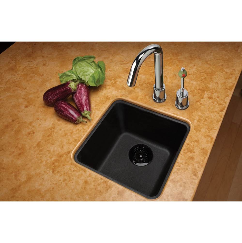 Quartz Classic 15-3/4'' x 15-3/4'' x 7-11/16'' Single Bowl Dual Mount Bar Sink, Black