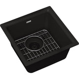 Elkay - Quartz Classic 15-3/4'' x 15-3/4'' x 7-11/16'', Single Bowl Dual Mount Bar Sink Kit, Black - Black