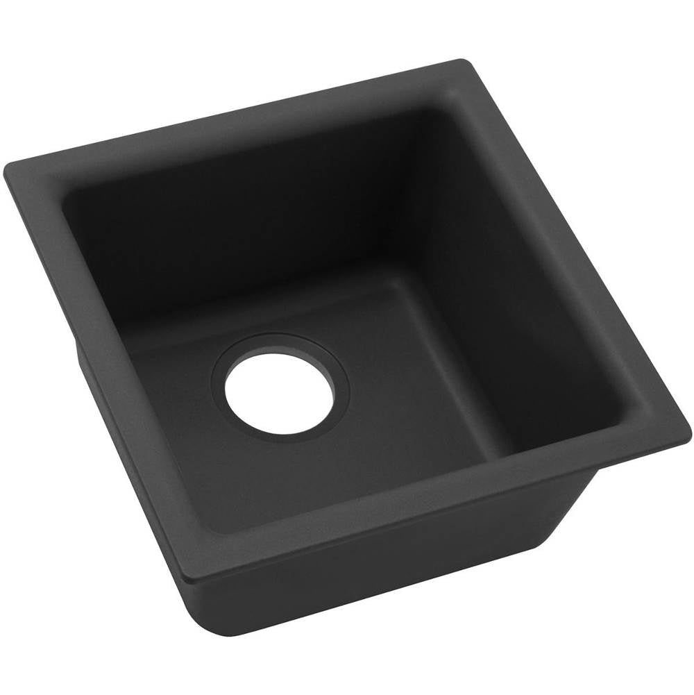Elkay - Quartz Classic 15-3/4'' x 15-3/4'' x 7-11/16'' Single Bowl Dual Mount Bar Sink, Black - Black