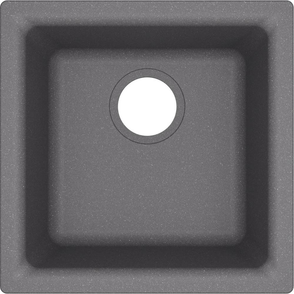 Quartz Classic 15-3/4'' x 15-3/4'' x 7-11/16'' Single Bowl Dual Mount Bar Sink, Black