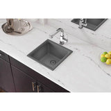 Quartz Classic 15-3/4'' x 15-3/4'' x 7-11/16'' Single Bowl Dual Mount Bar Sink, Black