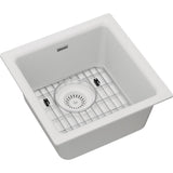 Elkay - Quartz Classic 15-3/4'' x 15-3/4'' x 7-11/16'', Single Bowl Dual Mount Bar Sink Kit, White - White
