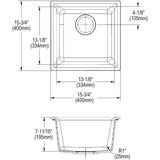 Quartz Luxe 15-3/4'' x 15-3/4'' x 7-11/16'' Single Bowl Dual Mount Bar Sink Caviar