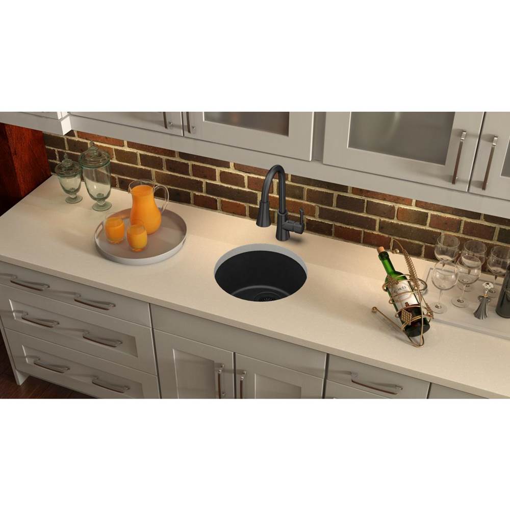 Quartz Classic 18-1/8'' x 18-1/8'' x 7-1/2'' Single Bowl Dual Mount Bar Sink, Black