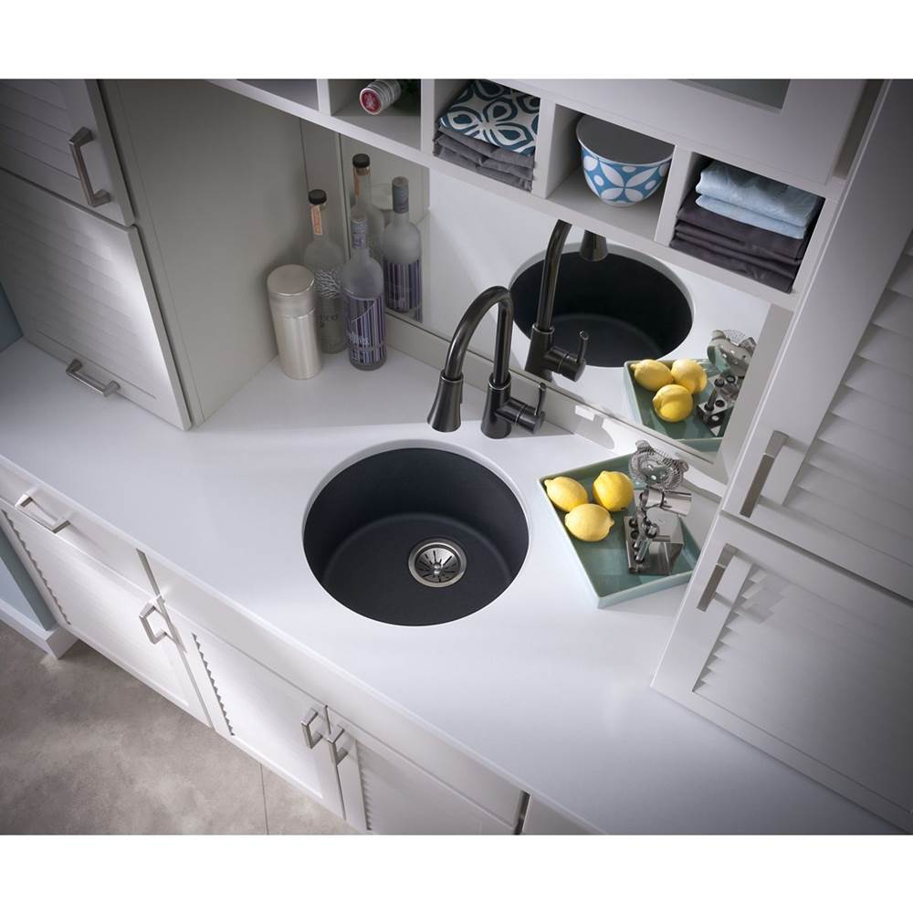 Quartz Classic 18-1/8'' x 18-1/8'' x 7-1/2'' Single Bowl Dual Mount Bar Sink, Black