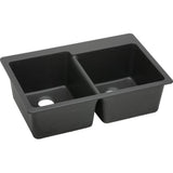 Elkay - Quartz Classic 33'' x 22'' x 9-1/2'' Double Bowl Drop-in Sink, Black - Black