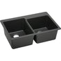 Elkay - Quartz Classic 33'' x 22'' x 9-1/2'' Double Bowl Drop-in Sink, Black - Black