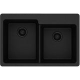 Quartz Classic 33'' x 22'' x 9-1/2'' Double Bowl Drop-in Sink, Black