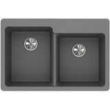 Quartz Classic 33'' x 22'' x 9-1/2'' Double Bowl Drop-in Sink, Black