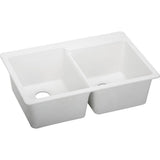 Elkay - Quartz Classic 33'' x 22'' x 9-1/2'' Double Bowl Drop-in Sink, White - White