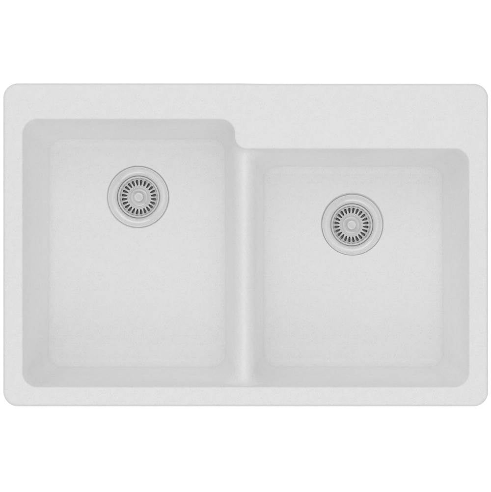 Quartz Classic 33'' x 22'' x 9-1/2'' Double Bowl Drop-in Sink, Black