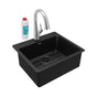 Elkay - Quartz Classic 25'' x 22'' x 9-1/2'', Single Bowl Drop-in Sink Kit with Filtered Faucet, Black - Black