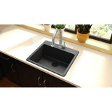 Quartz Classic 25'' x 22'' x 9-1/2'' Single Bowl Drop-in Sink, Black