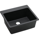 Elkay - Quartz Classic 25'' x 22'' x 9-1/2'' Single Bowl Drop-in Sink, Black - Black
