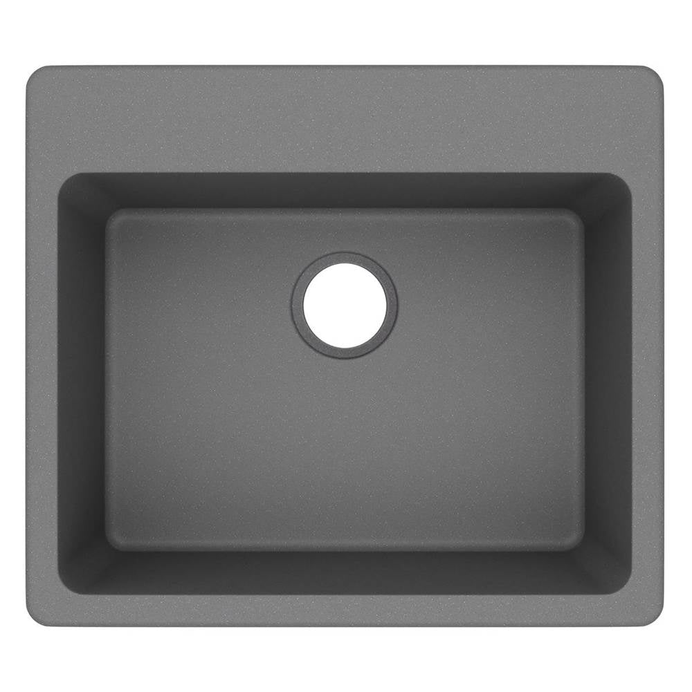 Quartz Classic 25'' x 22'' x 9-1/2'' Single Bowl Drop-in Sink, Black