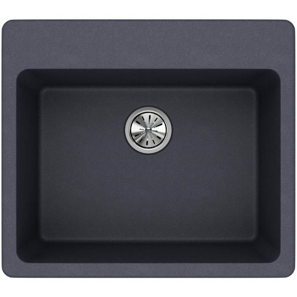 Quartz Classic 25'' x 22'' x 9-1/2'' Single Bowl Drop-in Sink, Black