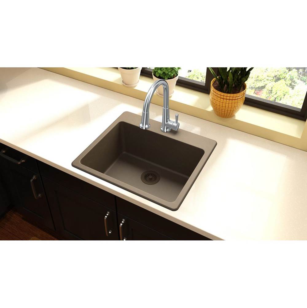 Quartz Classic 25'' x 22'' x 9-1/2'' Single Bowl Drop-in Sink, Black