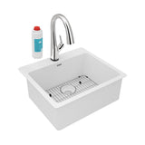 Elkay - Quartz Classic 25'' x 22'' x 9-1/2'', Single Bowl Drop-in Sink Kit with Filtered Faucet, White - White
