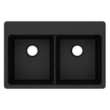 Quartz Classic 33'' x 22'' x 9-1/2'' Double Bowl Drop-in Sink, Black