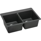 Elkay - Quartz Classic 33'' x 22'' x 9-1/2'' Double Bowl Drop-in Sink, Black - Black