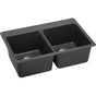 Elkay - Quartz Classic 33'' x 22'' x 9-1/2'' Double Bowl Drop-in Sink, Black - Black