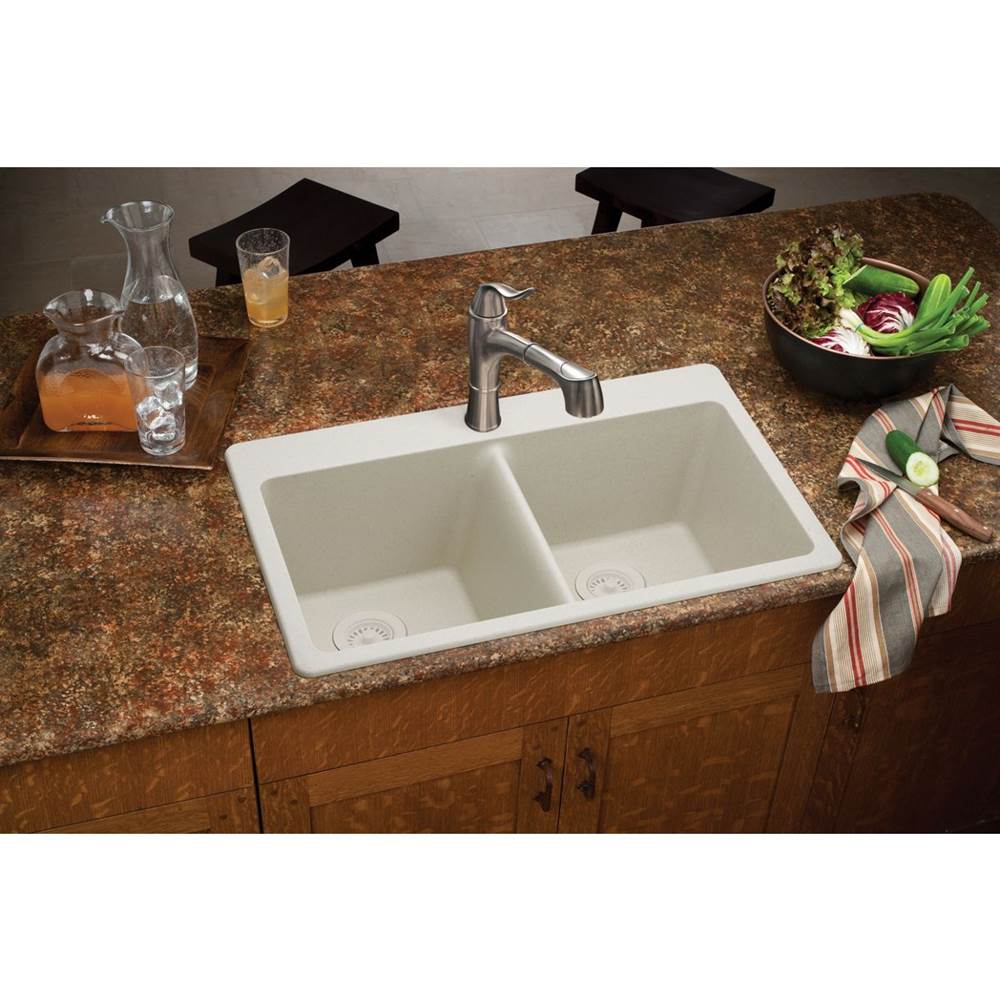 Quartz Classic 33'' x 22'' x 9-1/2'' Double Bowl Drop-in Sink, Black