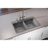 Quartz Classic 33'' x 22'' x 9-1/2'' Double Bowl Drop-in Sink, Black