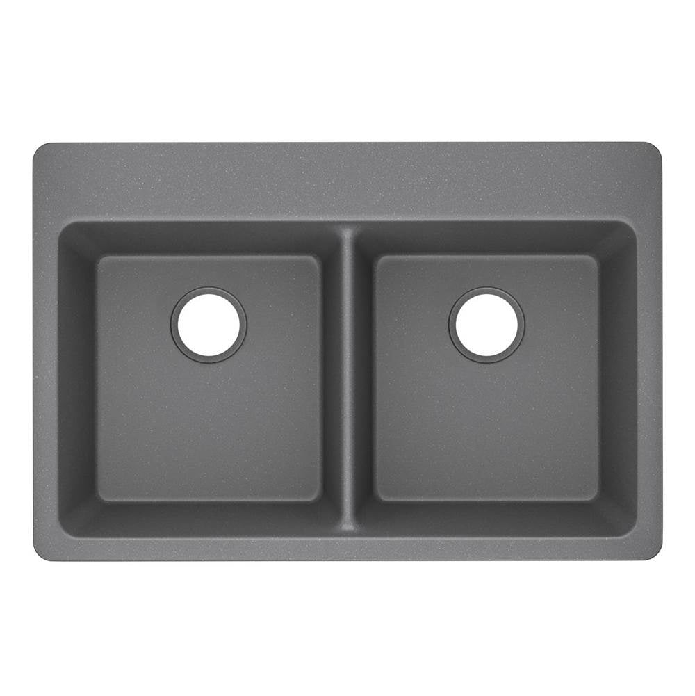 Quartz Classic 33'' x 22'' x 9-1/2'' Double Bowl Drop-in Sink, Black