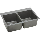 Elkay - Quartz Classic 33'' x 22'' x 9-1/2'' Double Bowl Drop-in Sink, Greystone - Greystone