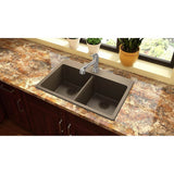 Quartz Classic 33'' x 22'' x 9-1/2'' Double Bowl Drop-in Sink, Black