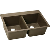Elkay - Quartz Classic 33'' x 22'' x 9-1/2'' Double Bowl Drop-in Sink, Mocha - Mocha