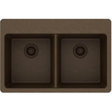 Quartz Classic 33'' x 22'' x 9-1/2'' Double Bowl Drop-in Sink, Black