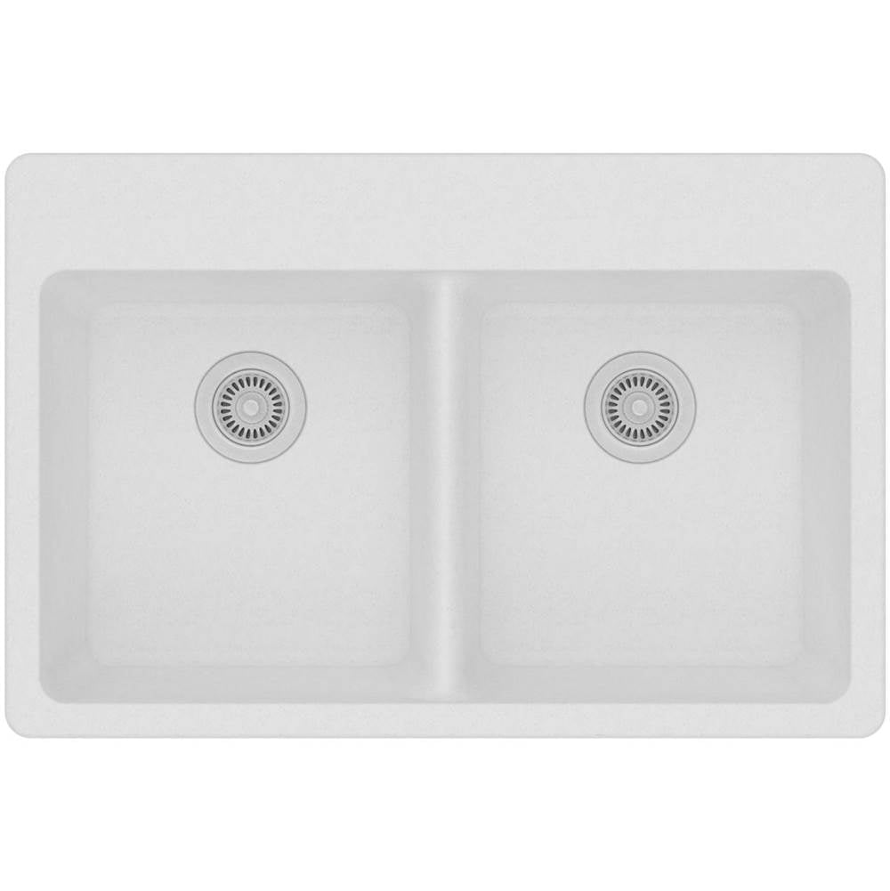 Quartz Classic 33'' x 22'' x 9-1/2'' Double Bowl Drop-in Sink, Black