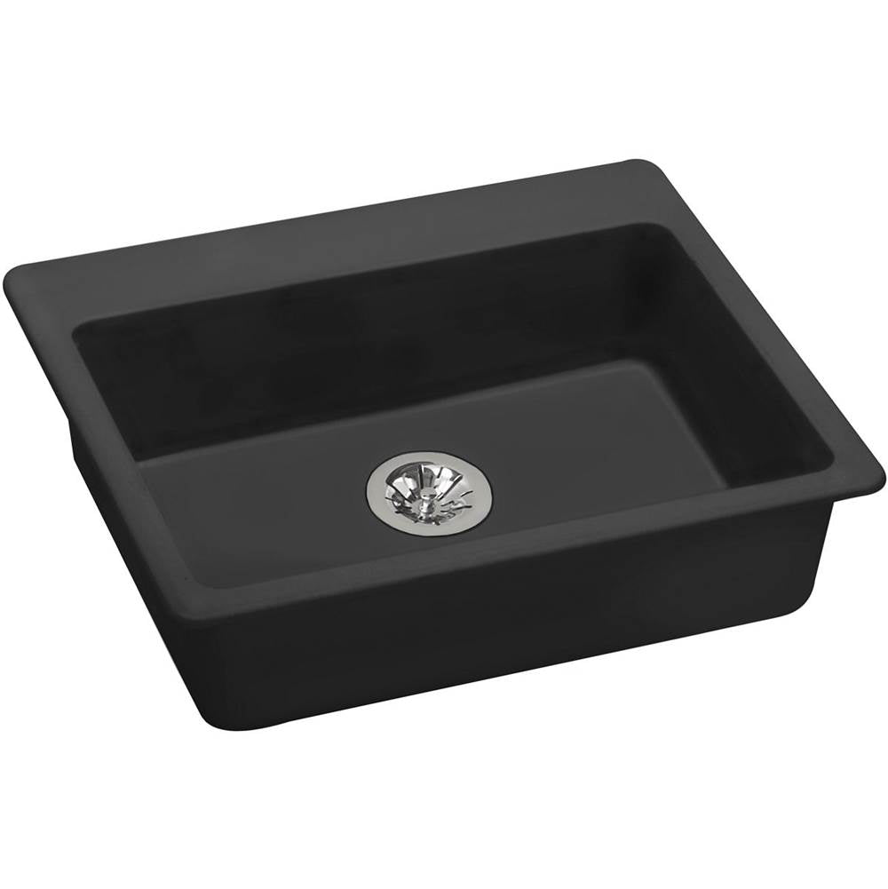Elkay - Quartz Classic 25'' x 22'' x 5-1/2'' Drop-in ADA Sink with Perfect Drain, Black - Black