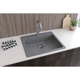 Quartz Classic 25'' x 22'' x 5-1/2'' Drop-in ADA Sink with Perfect Drain, Black