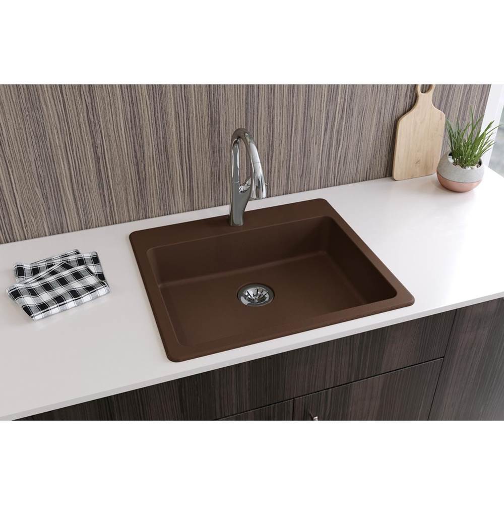 Quartz Classic 25'' x 22'' x 5-1/2'' Drop-in ADA Sink with Perfect Drain, Black