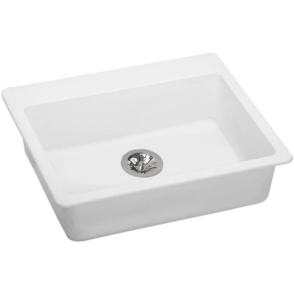 Elkay - Quartz Classic 25'' x 22'' x 5-1/2'' Drop-in ADA Sink with Perfect Drain, White - White