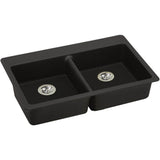 Elkay - Quartz Classic 33'' x 22'' x 5-1/2'' Drop-in ADA Sink with Perfect Drain, Black - Black